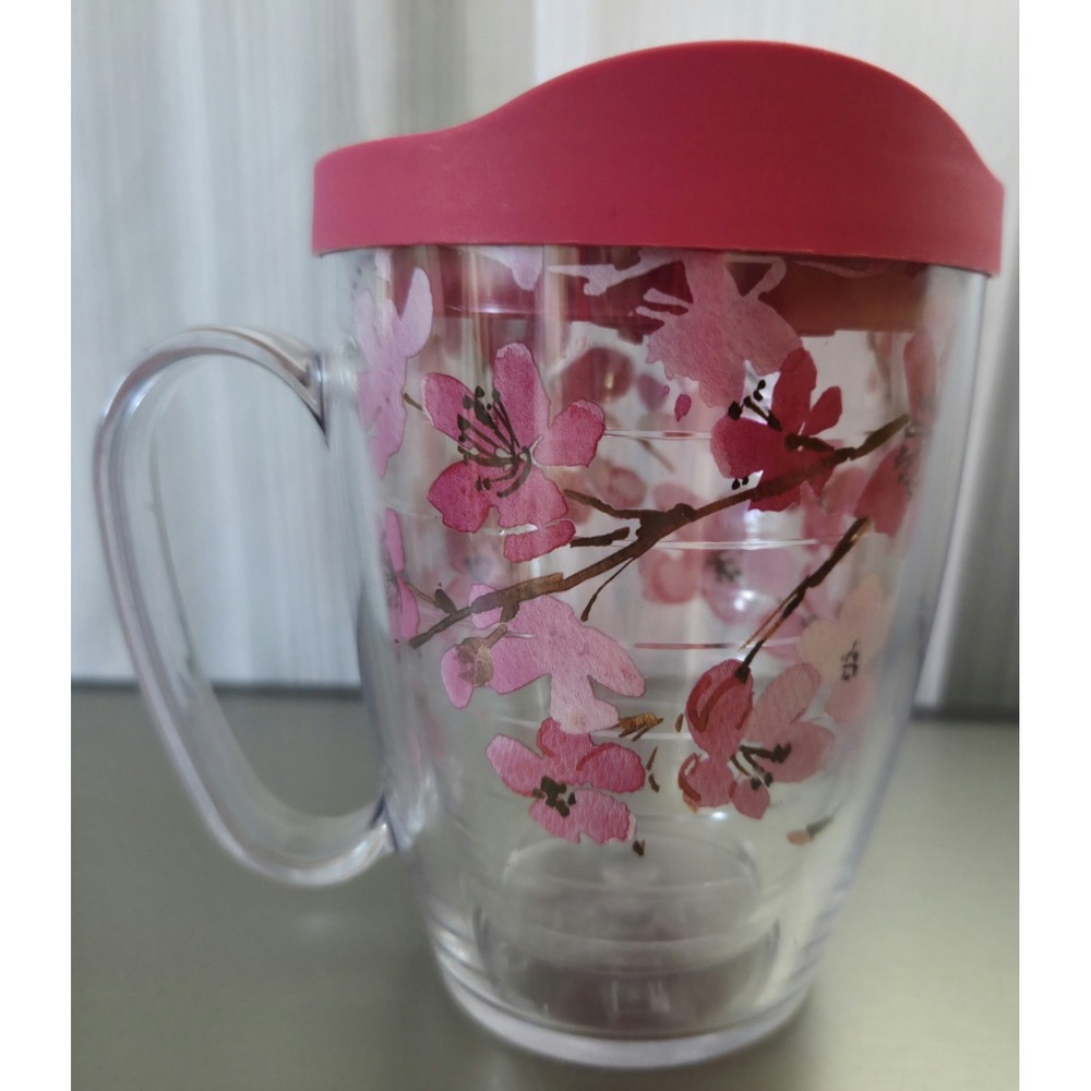 Tervis Japanese Cherry Blossom 16 oz Insulated Mug‎ Pink Travel Lid